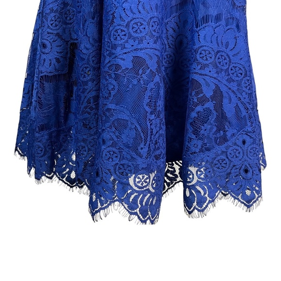 BB Dakota Dress 0 Royal Blue Fit & Flare Mini Cap‎ Sleeve Floral Elegant HOCO - Picture 5 of 11